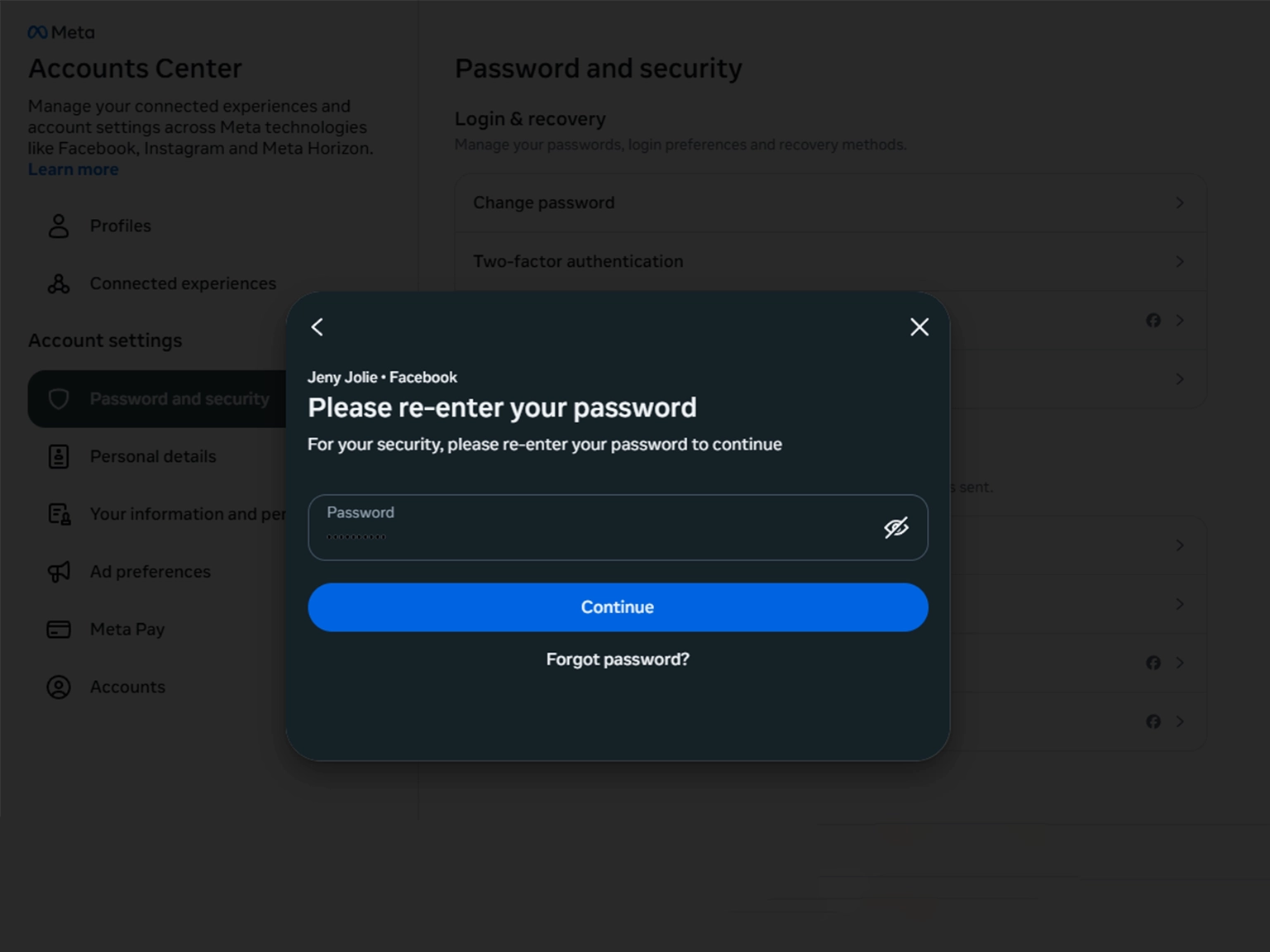 Enter Password Facebook