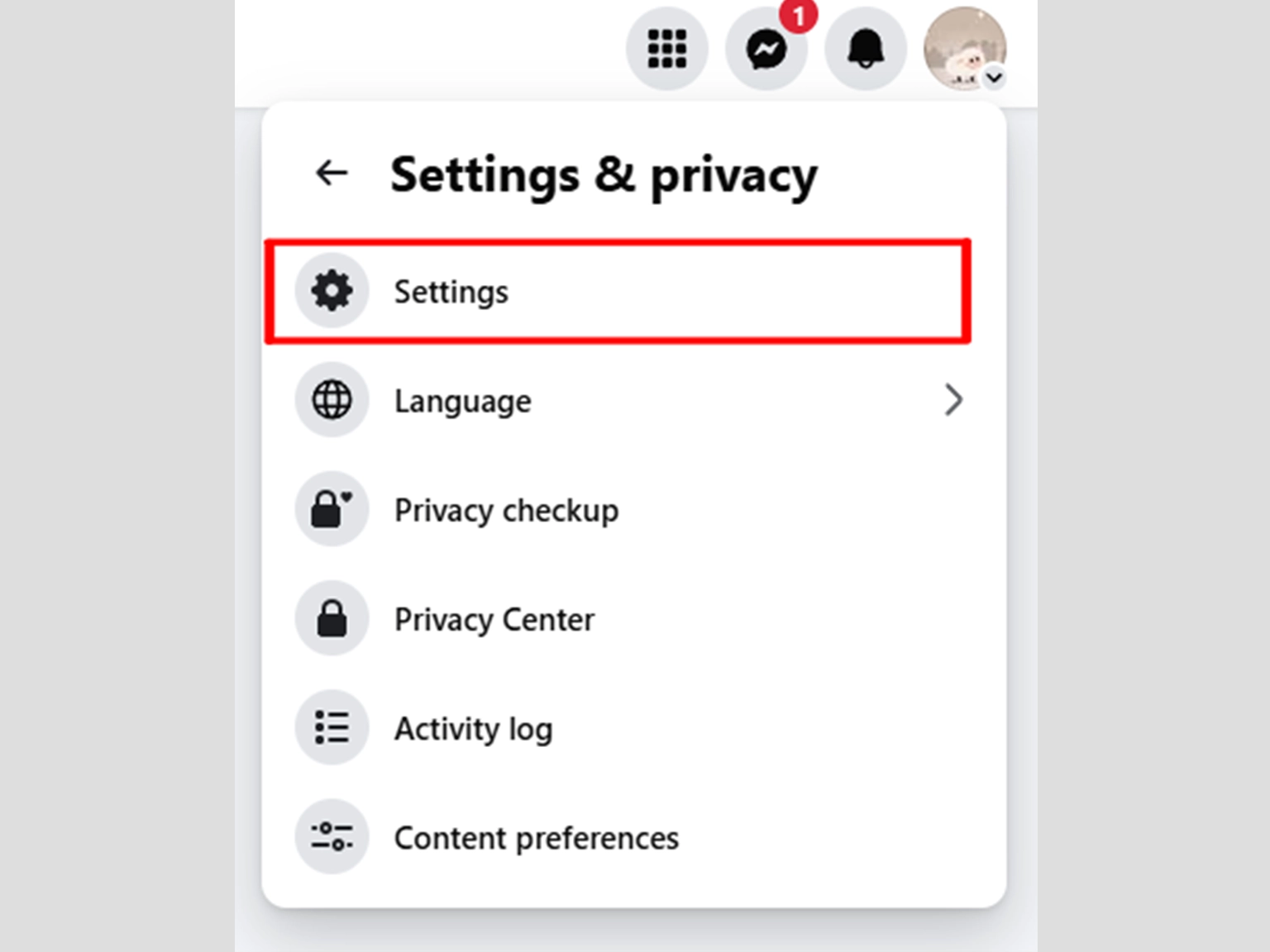 Choose Settings tab