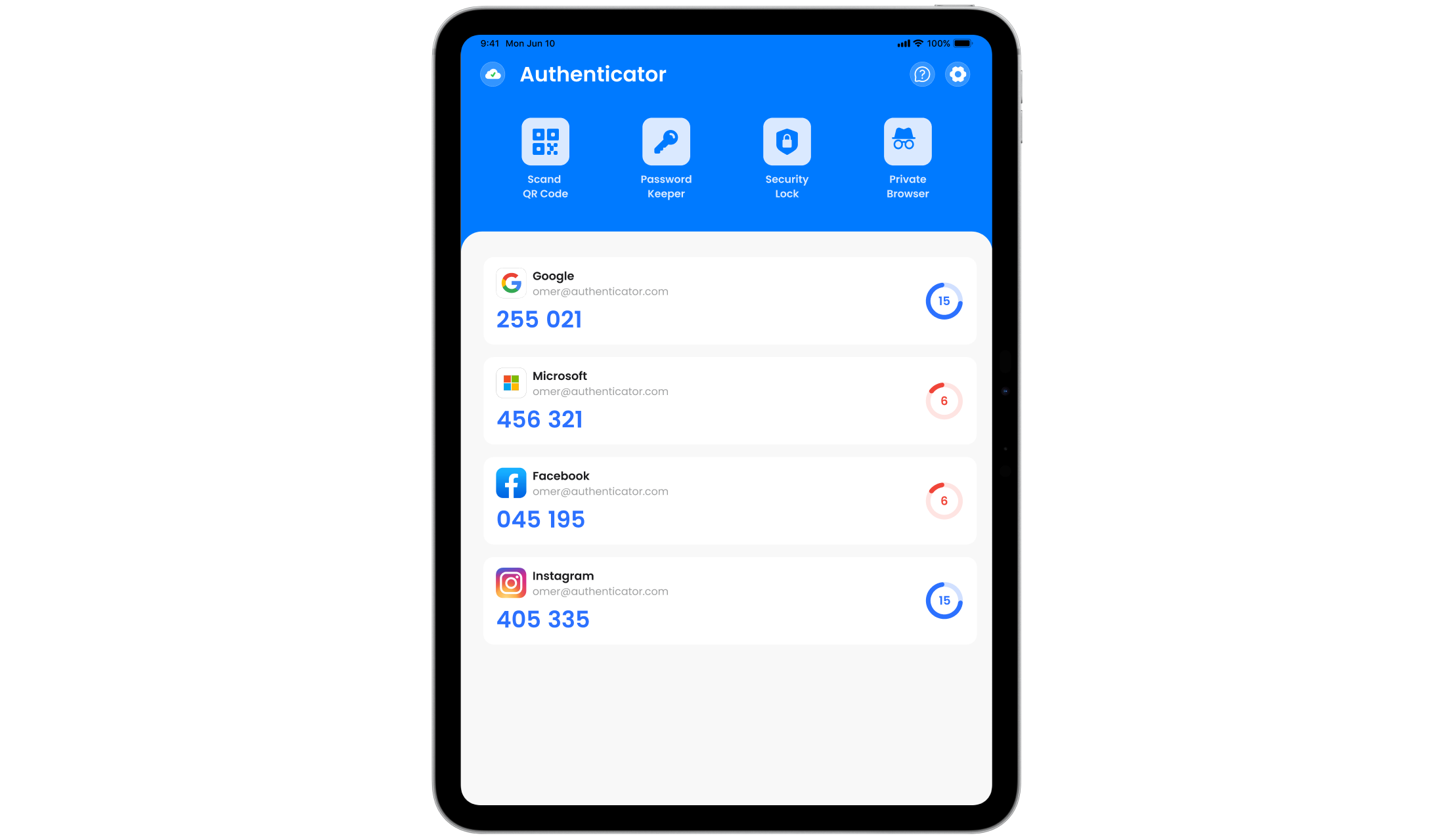 Authenticator App for iPad
